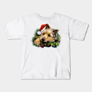 Lazy Australian Terrier Dog at Christmas Kids T-Shirt